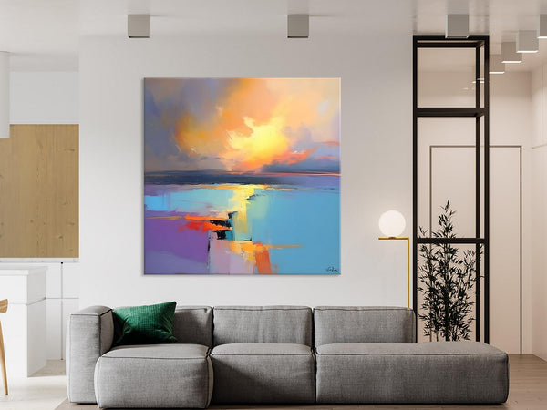 Canvas Painting for Living Room, Original Modern Wall Art Painting, Abstract Landscape Paintings, Oversized Contemporary Abstract Artwork-LargePaintingArt.com