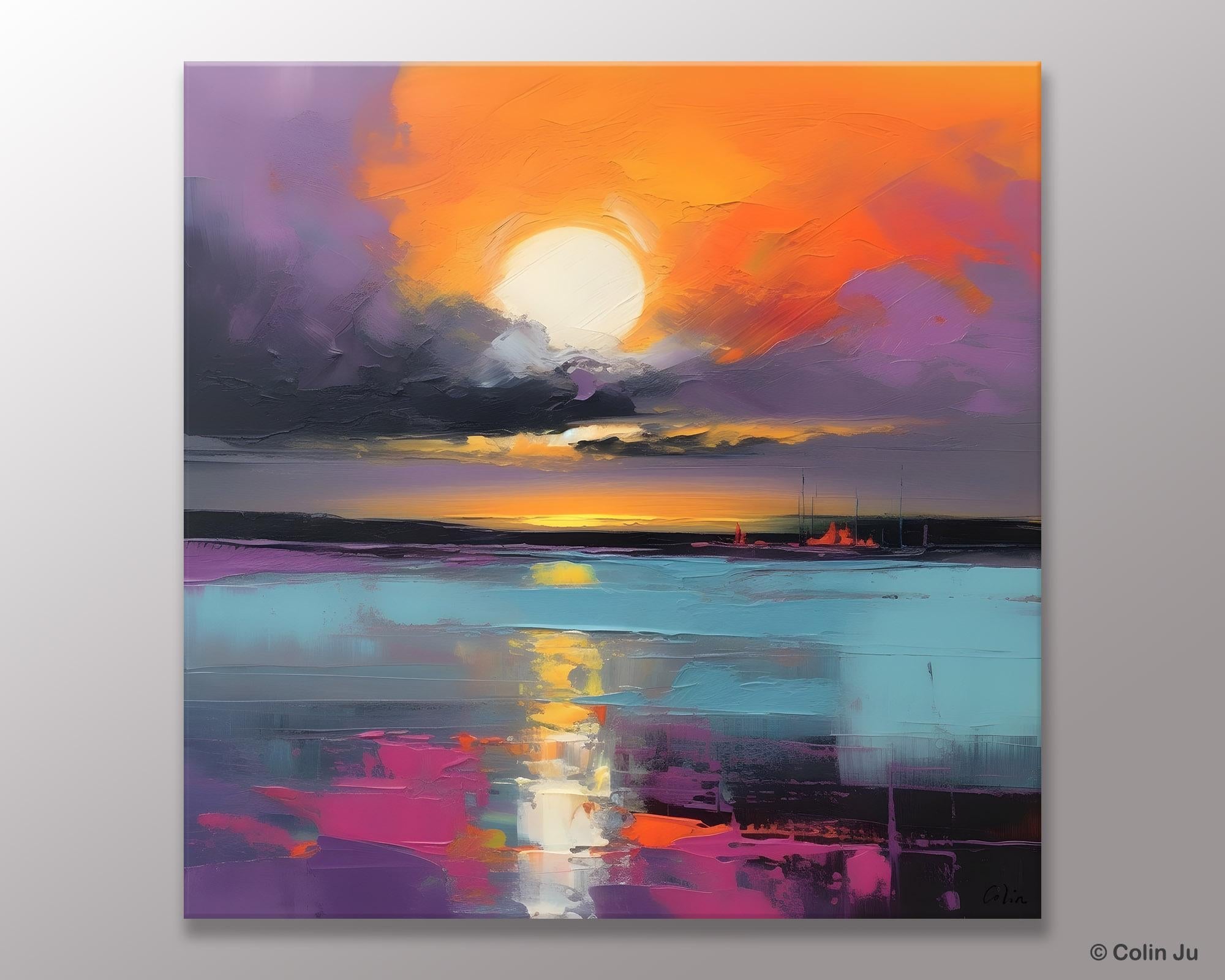 Abstract Landscape Artwork, Landscape Painting on Canvas, Hand Painted Canvas Art, Contemporary Wall Art Paintings, Extra Large Original Art-LargePaintingArt.com