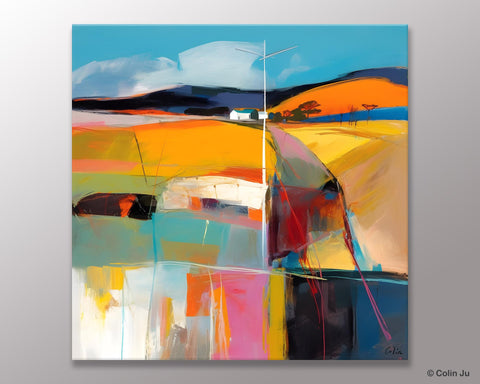 Acrylic Painting for Living Room, Contemporary Abstract Landscape Artwork, Oversized Wall Art Paintings, Original Modern Paintings on Canvas-LargePaintingArt.com
