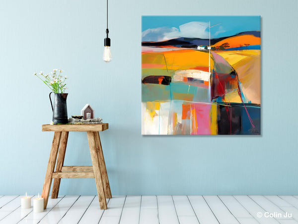 Acrylic Painting for Living Room, Contemporary Abstract Landscape Artwork, Oversized Wall Art Paintings, Original Modern Paintings on Canvas-LargePaintingArt.com