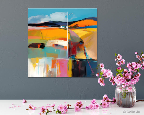 Acrylic Painting for Living Room, Contemporary Abstract Landscape Artwork, Oversized Wall Art Paintings, Original Modern Paintings on Canvas-LargePaintingArt.com