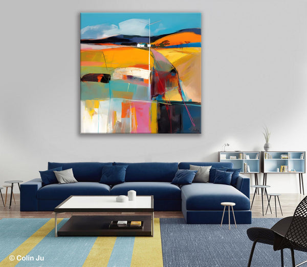 Acrylic Painting for Living Room, Contemporary Abstract Landscape Artwork, Oversized Wall Art Paintings, Original Modern Paintings on Canvas-LargePaintingArt.com