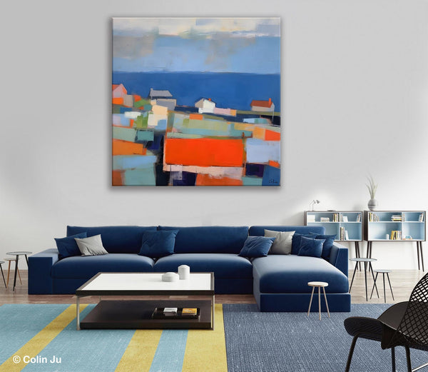 Large Art Painting for Living Room, Original Landscape Canvas Art, Oversized Landscape Wall Art Paintings, Contemporary Acrylic Painting on Canvas-LargePaintingArt.com