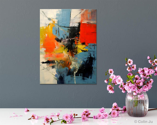 Abstract Paintings for Dining Room, Modern Paintings Behind Sofa, Buy Paintings Online, Original Palette Knife Canvas Art, Impasto Wall Art-LargePaintingArt.com