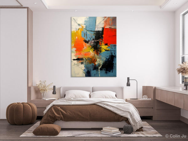 Abstract Paintings for Dining Room, Modern Paintings Behind Sofa, Buy Paintings Online, Original Palette Knife Canvas Art, Impasto Wall Art-LargePaintingArt.com