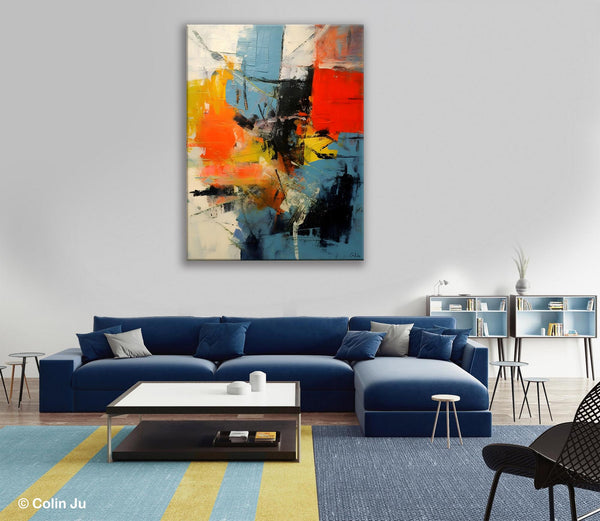 Abstract Paintings for Dining Room, Modern Paintings Behind Sofa, Buy Paintings Online, Original Palette Knife Canvas Art, Impasto Wall Art-LargePaintingArt.com