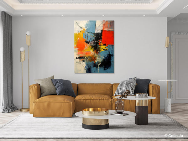 Abstract Paintings for Dining Room, Modern Paintings Behind Sofa, Buy Paintings Online, Original Palette Knife Canvas Art, Impasto Wall Art-LargePaintingArt.com