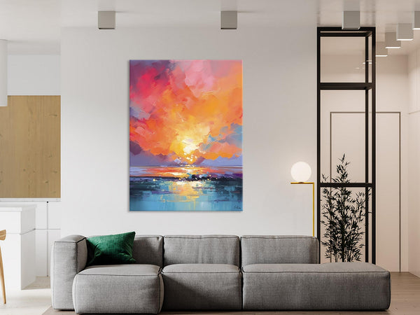Palette Knife Canvas Art, Modern Landscape Paintings, Oversized Contemporary Canvas Paintings, Extra Large Canvas Painting for Living Room-LargePaintingArt.com