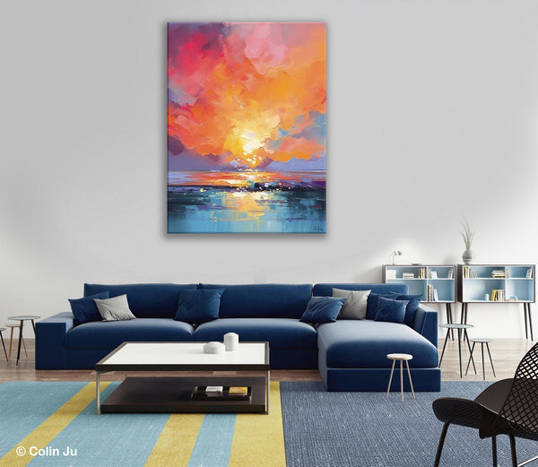 Palette Knife Canvas Art, Modern Landscape Paintings, Oversized Contemporary Canvas Paintings, Extra Large Canvas Painting for Living Room-LargePaintingArt.com