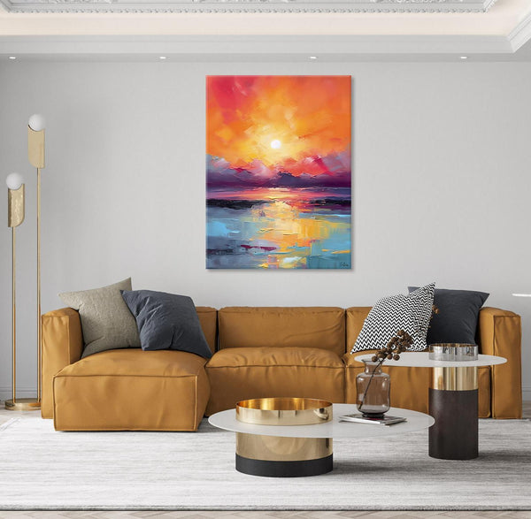 Abstract Landscape Painting, Canvas Painting for Dining Room, Landscape Canvas Painting, Original Landscape Art, Large Wall Art Paintings for Living Room-LargePaintingArt.com