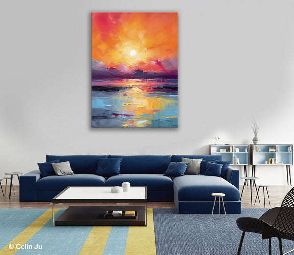 Abstract Landscape Painting, Canvas Painting for Dining Room, Landscape Canvas Painting, Original Landscape Art, Large Wall Art Paintings for Living Room-LargePaintingArt.com