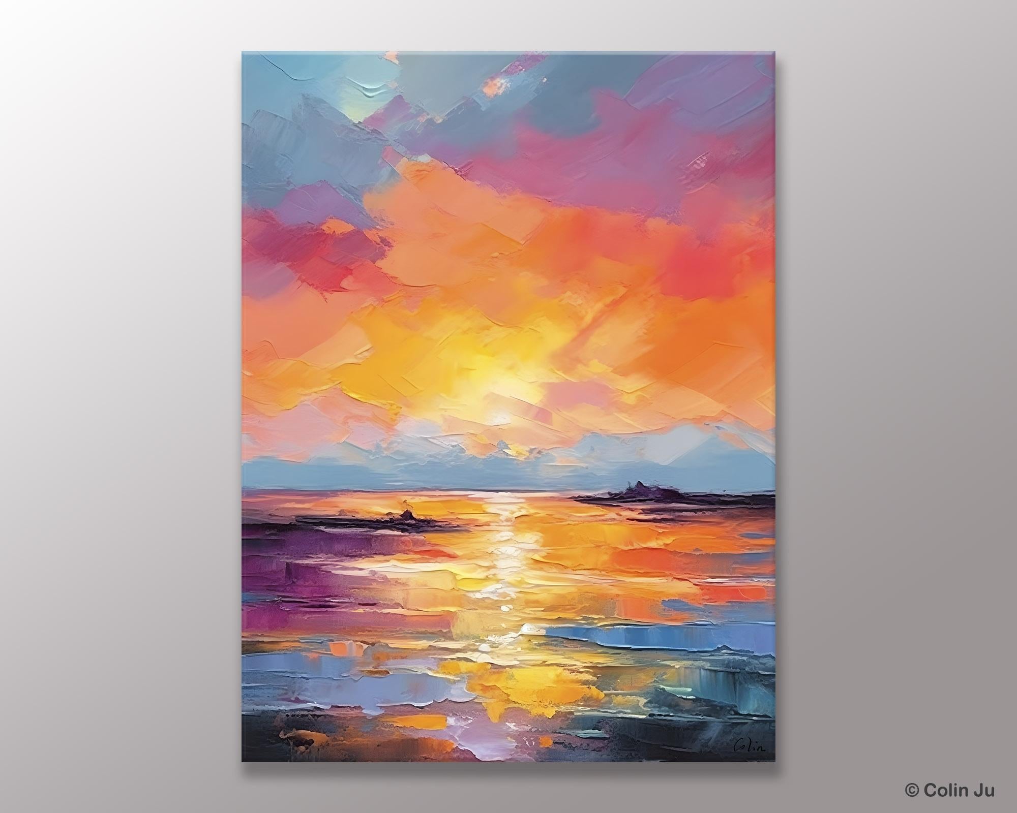 Hand Painted Canvas Art, Abstract Landscape Artwork, Original Landscape Painting on Canvas, Contemporary Wall Art Paintings, Huge Canvas Art-LargePaintingArt.com
