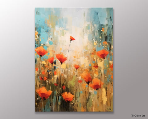 Abstract Flower Painting, Flower Acrylic Painting, Canvas Painting Flower, Original Paintings on Canvas, Modern Acrylic Paintings for Bedroom-LargePaintingArt.com