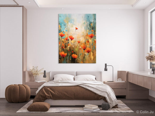 Abstract Flower Painting, Flower Acrylic Painting, Canvas Painting Flower, Original Paintings on Canvas, Modern Acrylic Paintings for Bedroom-LargePaintingArt.com