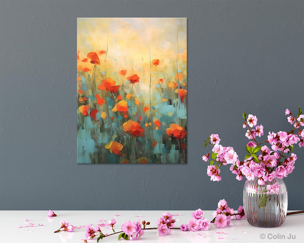 Canvas Painting Flower, Original Paintings on Canvas, Abstract Flower Painting, Flower Acrylic Painting, Modern Acrylic Paintings for Bedroom-LargePaintingArt.com
