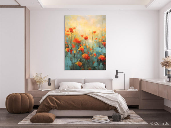 Canvas Painting Flower, Original Paintings on Canvas, Abstract Flower Painting, Flower Acrylic Painting, Modern Acrylic Paintings for Bedroom-LargePaintingArt.com