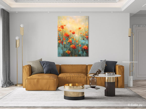 Canvas Painting Flower, Original Paintings on Canvas, Abstract Flower Painting, Flower Acrylic Painting, Modern Acrylic Paintings for Bedroom-LargePaintingArt.com