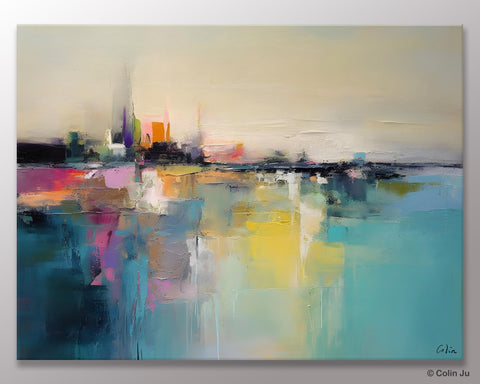 Acrylic Painting on Canvas, Original Landscape Paintings, Landscape Canvas Paintings for Living Room, Extra Large Modern Wall Art Paintings-LargePaintingArt.com