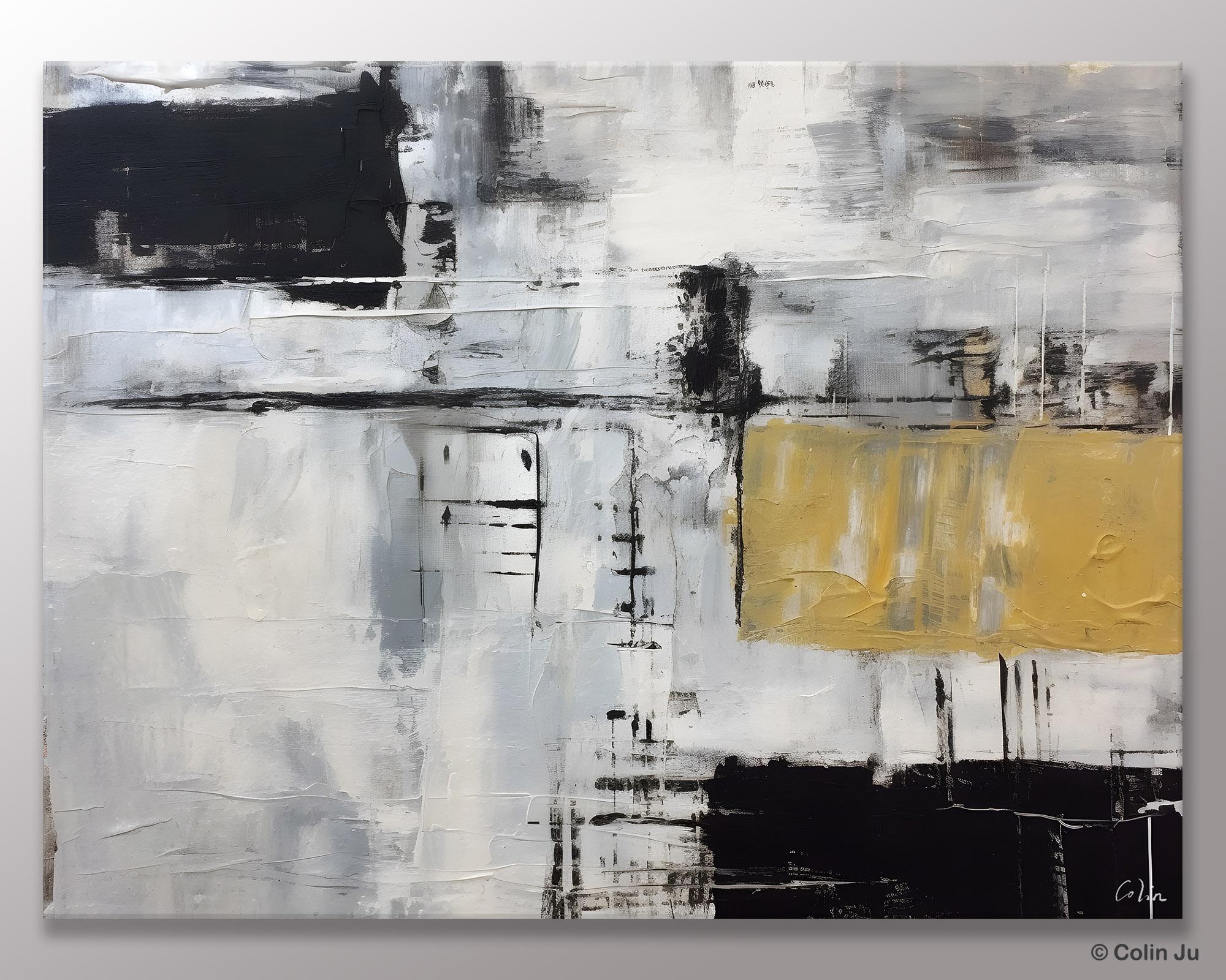 Black Abstract Acrylic Paintings, Large Paintings for Bedroom, Simple Modern Art, Original Canvas Paintings, Contemporary Canvas Paintings-LargePaintingArt.com