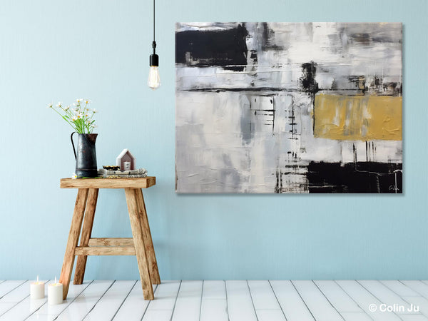 Black Abstract Acrylic Paintings, Large Paintings for Bedroom, Simple Modern Art, Original Canvas Paintings, Contemporary Canvas Paintings-LargePaintingArt.com