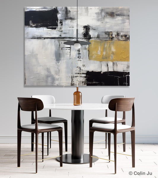Black Abstract Acrylic Paintings, Large Paintings for Bedroom, Simple Modern Art, Original Canvas Paintings, Contemporary Canvas Paintings-LargePaintingArt.com