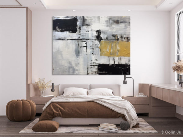 Black Abstract Acrylic Paintings, Large Paintings for Bedroom, Simple Modern Art, Original Canvas Paintings, Contemporary Canvas Paintings-LargePaintingArt.com
