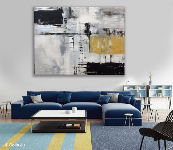 Black Abstract Acrylic Paintings, Large Paintings for Bedroom, Simple Modern Art, Original Canvas Paintings, Contemporary Canvas Paintings-LargePaintingArt.com