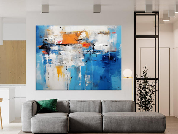 Abstract Paintings Behind Sofa, Acrylic Paintings for Bedroom, Hand Painted Canvas Art, Original Canvas Wall Art, Buy Paintings Online-LargePaintingArt.com