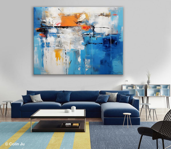 Abstract Paintings Behind Sofa, Acrylic Paintings for Bedroom, Hand Painted Canvas Art, Original Canvas Wall Art, Buy Paintings Online-LargePaintingArt.com