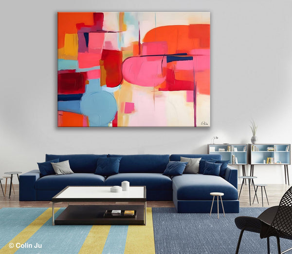 Acrylic Paintings Behind Sofa, Abstract Paintings for Bedroom, Original Hand Painted Canvas Art, Contemporary Canvas Wall Art, Buy Paintings Online-LargePaintingArt.com