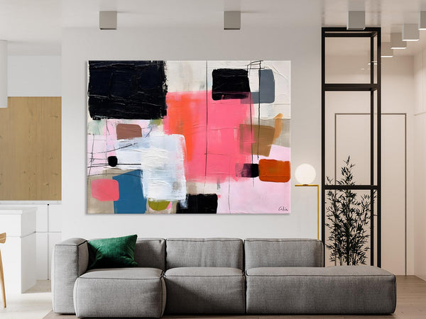 Contemporary Abstract Art, Bedroom Canvas Art Ideas, Simple Modern Art, Large Original Paintings for Sale, Buy Large Paintings Online-LargePaintingArt.com