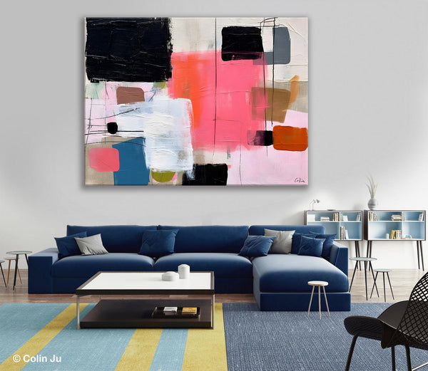 Contemporary Abstract Art, Bedroom Canvas Art Ideas, Simple Modern Art, Large Original Paintings for Sale, Buy Large Paintings Online-LargePaintingArt.com