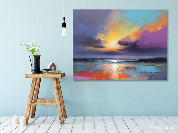 Landscape Painting on Canvas, Hand Painted Canvas Art, Abstract Landscape Artwork, Contemporary Wall Art Paintings, Extra Large Original Art-LargePaintingArt.com
