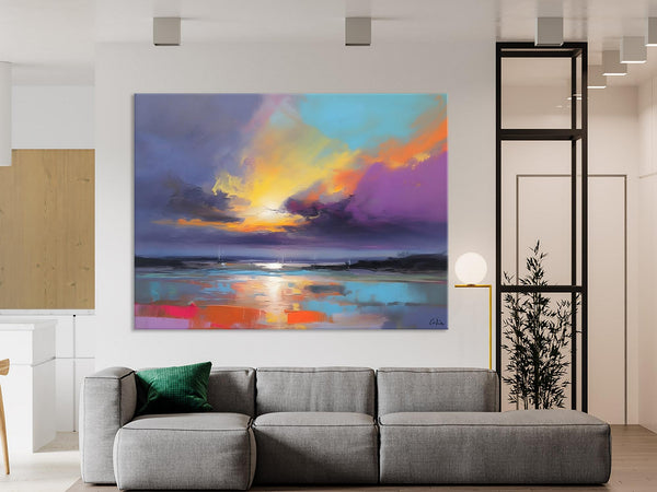 Landscape Painting on Canvas, Hand Painted Canvas Art, Abstract Landscape Artwork, Contemporary Wall Art Paintings, Extra Large Original Art-LargePaintingArt.com