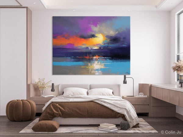 Abstract Landscape Painting, Sunset Painting, Large Landscape Painting for Living Room, Bedroom Wall Art Ideas, Modern Paintings for Dining Room-LargePaintingArt.com