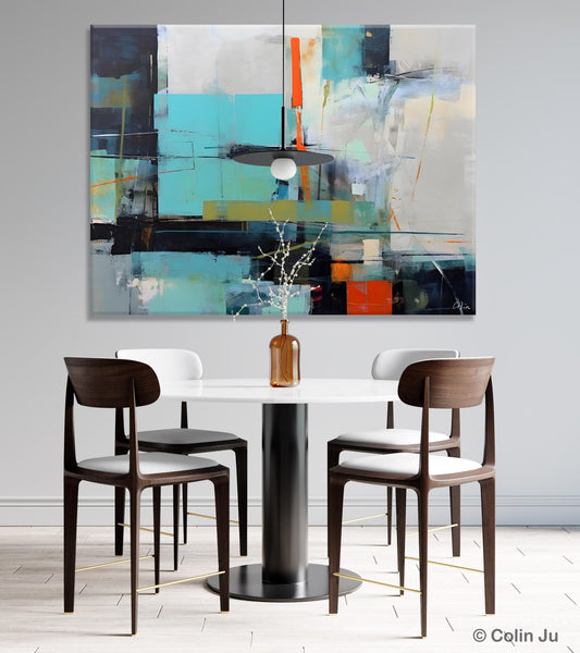 Contemporary Canvas Artwork, Large Modern Acrylic Painting, Abstract Wall Art for Dining Room, Original Hand Painted Wall Art Paintings-LargePaintingArt.com
