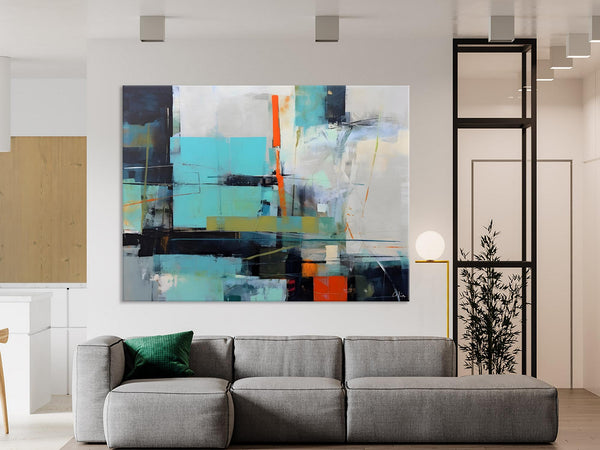 Contemporary Canvas Artwork, Large Modern Acrylic Painting, Abstract Wall Art for Dining Room, Original Hand Painted Wall Art Paintings-LargePaintingArt.com