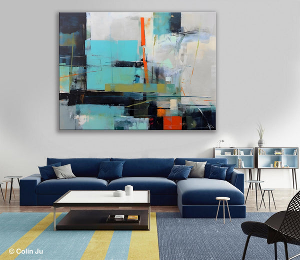 Contemporary Canvas Artwork, Large Modern Acrylic Painting, Abstract Wall Art for Dining Room, Original Hand Painted Wall Art Paintings-LargePaintingArt.com