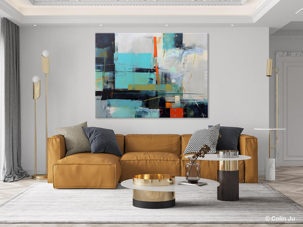 Contemporary Canvas Artwork, Large Modern Acrylic Painting, Abstract Wall Art for Dining Room, Original Hand Painted Wall Art Paintings-LargePaintingArt.com