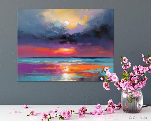 Original Abstract Art, Hand Painted Canvas Art, Large Abstract Painting for Living Room, Landscape Canvas Art, Large Landscape Acrylic Art-LargePaintingArt.com