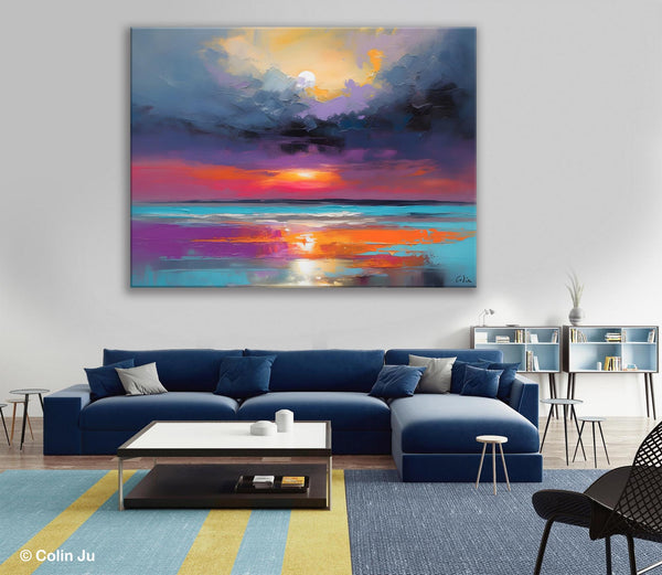 Original Abstract Art, Hand Painted Canvas Art, Large Abstract Painting for Living Room, Landscape Canvas Art, Large Landscape Acrylic Art-LargePaintingArt.com