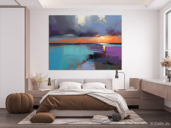 Living Room Abstract Paintings, Original Landscape Abstract Painting, Simple Wall Art Ideas, Extra Large Landscape Canvas Paintings, Buy Art Online-LargePaintingArt.com