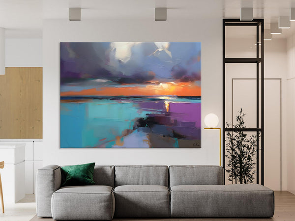 Living Room Abstract Paintings, Original Landscape Abstract Painting, Simple Wall Art Ideas, Extra Large Landscape Canvas Paintings, Buy Art Online-LargePaintingArt.com