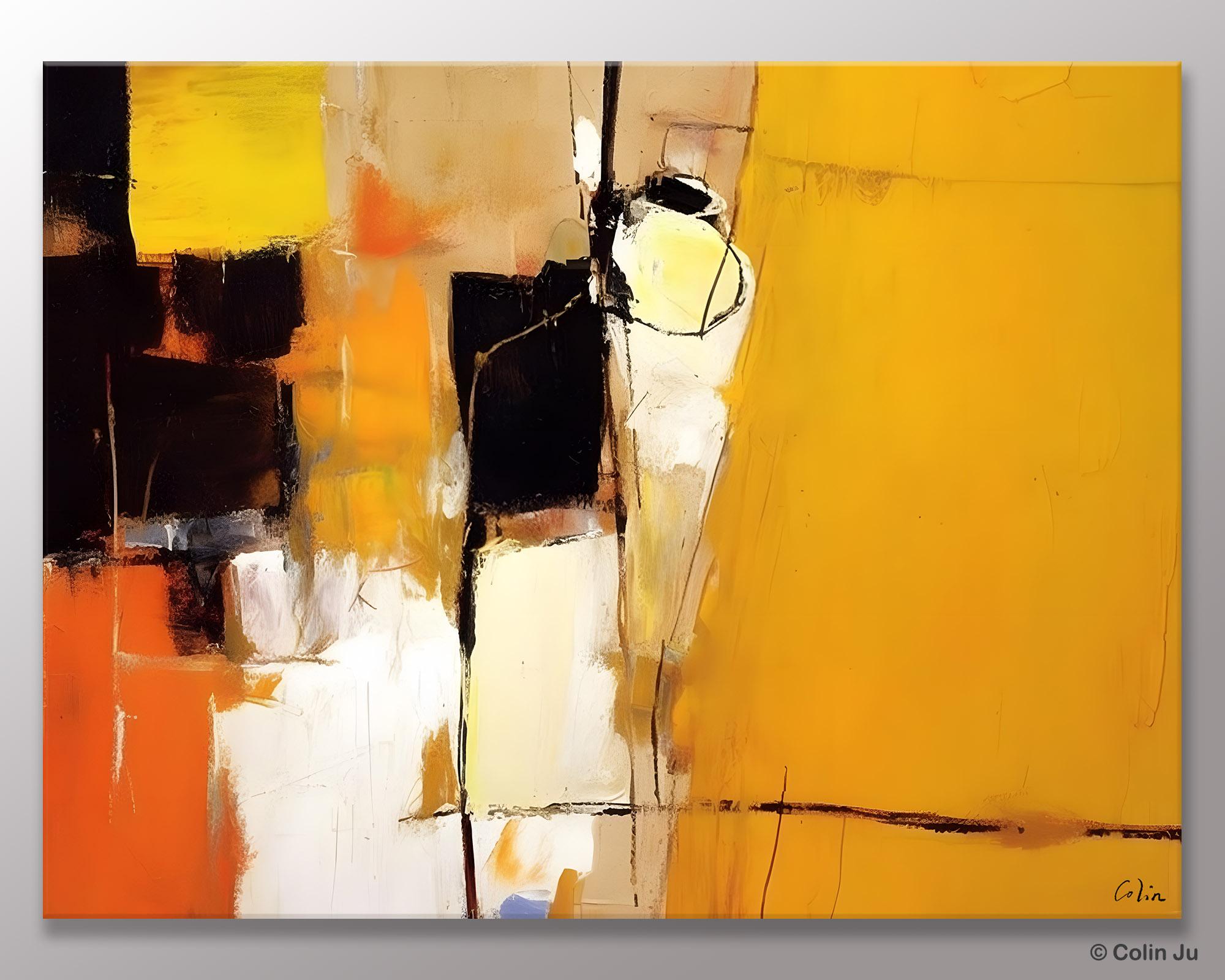 Simple Modern Paintings for Living Room, Original Abstract Paintings, Yellow Abstract Contemporary Art, Acrylic Painting on Canvas, Hand Painted Canvas Art-LargePaintingArt.com
