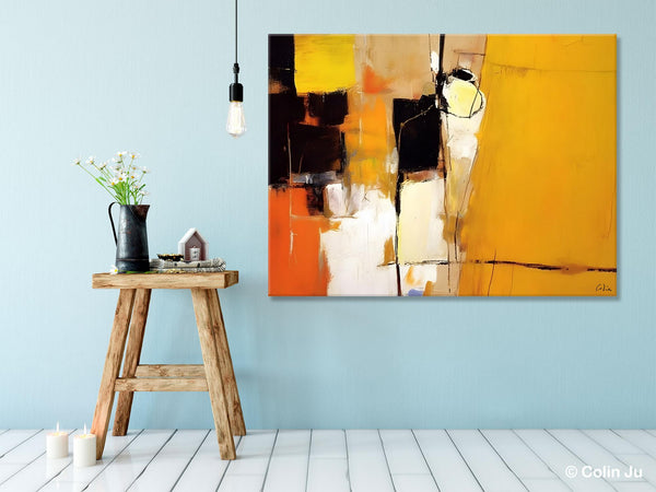 Simple Modern Paintings for Living Room, Original Abstract Paintings, Yellow Abstract Contemporary Art, Acrylic Painting on Canvas, Hand Painted Canvas Art-LargePaintingArt.com
