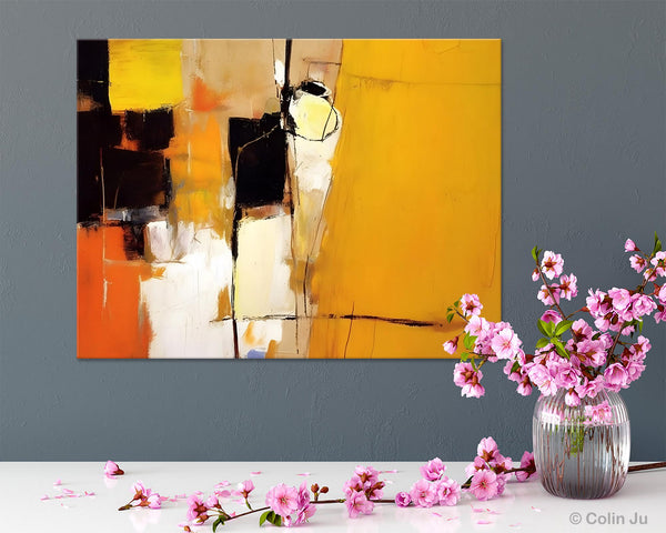 Simple Modern Paintings for Living Room, Original Abstract Paintings, Yellow Abstract Contemporary Art, Acrylic Painting on Canvas, Hand Painted Canvas Art-LargePaintingArt.com