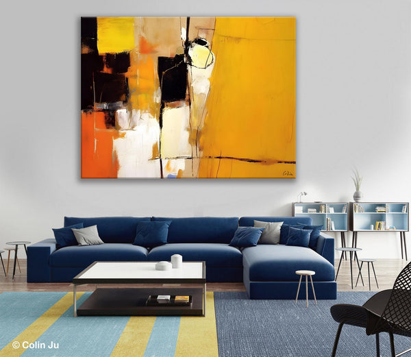 Simple Modern Paintings for Living Room, Original Abstract Paintings, Yellow Abstract Contemporary Art, Acrylic Painting on Canvas, Hand Painted Canvas Art-LargePaintingArt.com