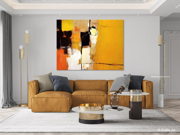 Simple Modern Paintings for Living Room, Original Abstract Paintings, Yellow Abstract Contemporary Art, Acrylic Painting on Canvas, Hand Painted Canvas Art-LargePaintingArt.com