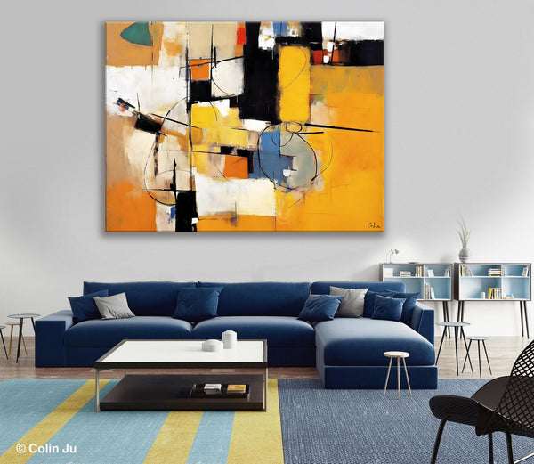 Acrylic Abstract Painting Behind Sofa, Large Original Painting on Canvas, Acrylic Painting for Sale, Living Room Wall Art Paintings, Buy Paintings Online-LargePaintingArt.com