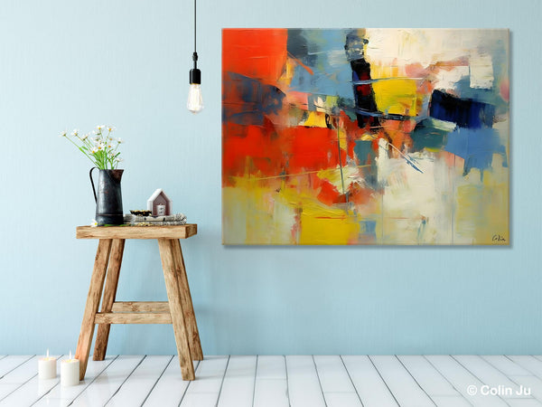 Acrylic Paintings on Canvas, Large Paintings Behind Sofa, Palette Knife Paintings, Abstract Painting for Living Room, Original Modern Paintings-LargePaintingArt.com